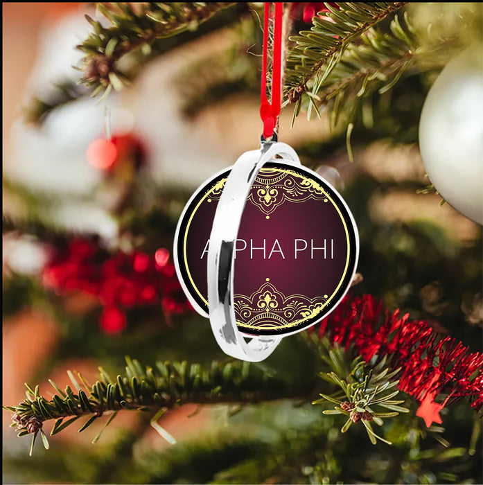 Alpha Phi Christmas Reversible Flat Round Ornament