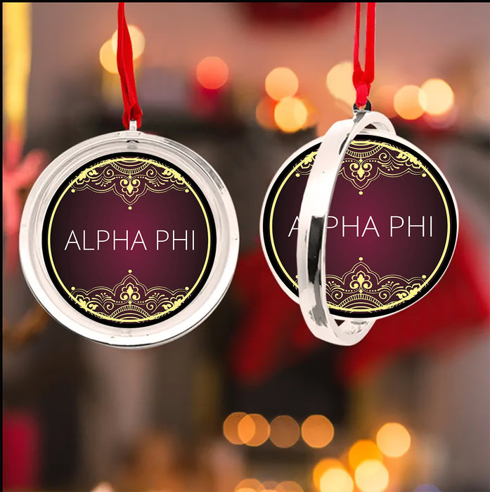Alpha Phi Christmas Reversible Flat Round Ornament