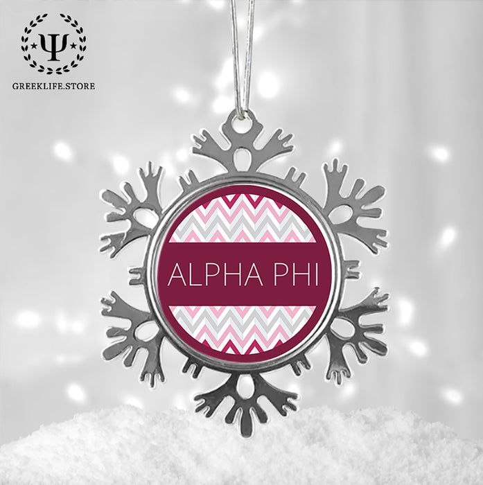 Alpha Phi Christmas Ornament - Snowflake Metal