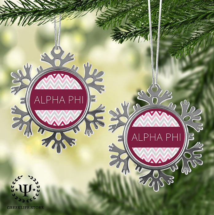 Alpha Phi Christmas Ornament - Snowflake Metal