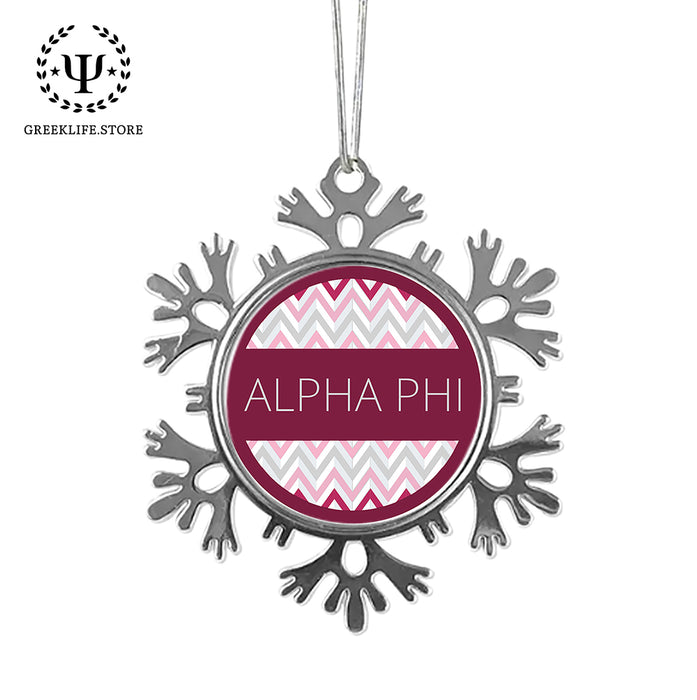 Alpha Phi Christmas Ornament - Snowflake Metal