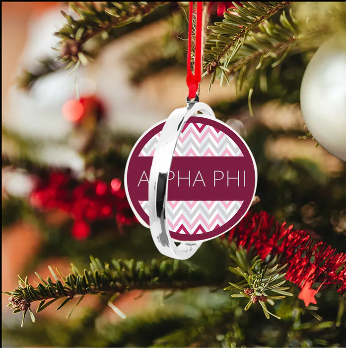 Alpha Phi Christmas Reversible Flat Round Ornament