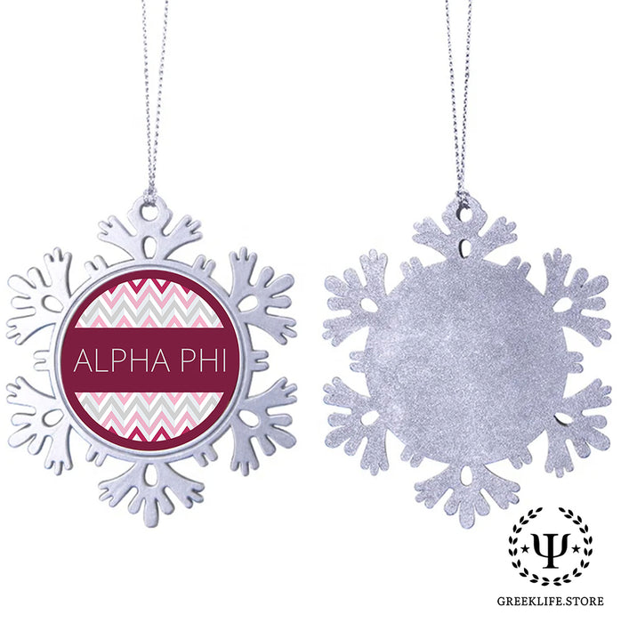 Alpha Phi Christmas Ornament - Snowflake Metal