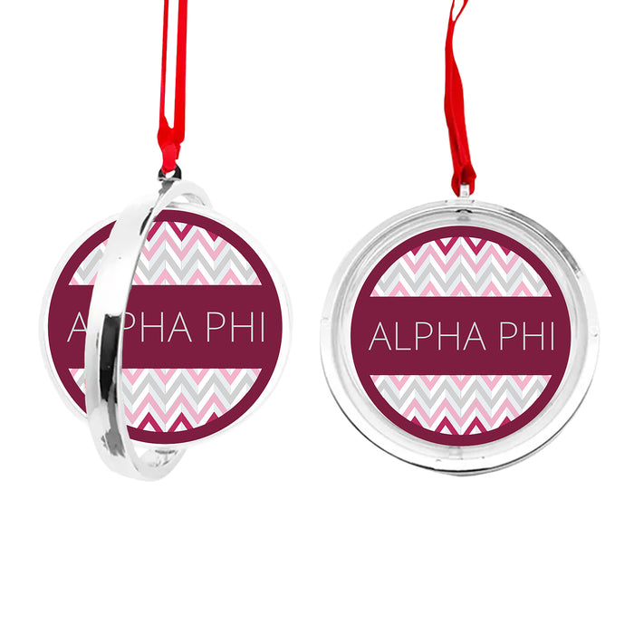 Alpha Phi Christmas Reversible Flat Round Ornament