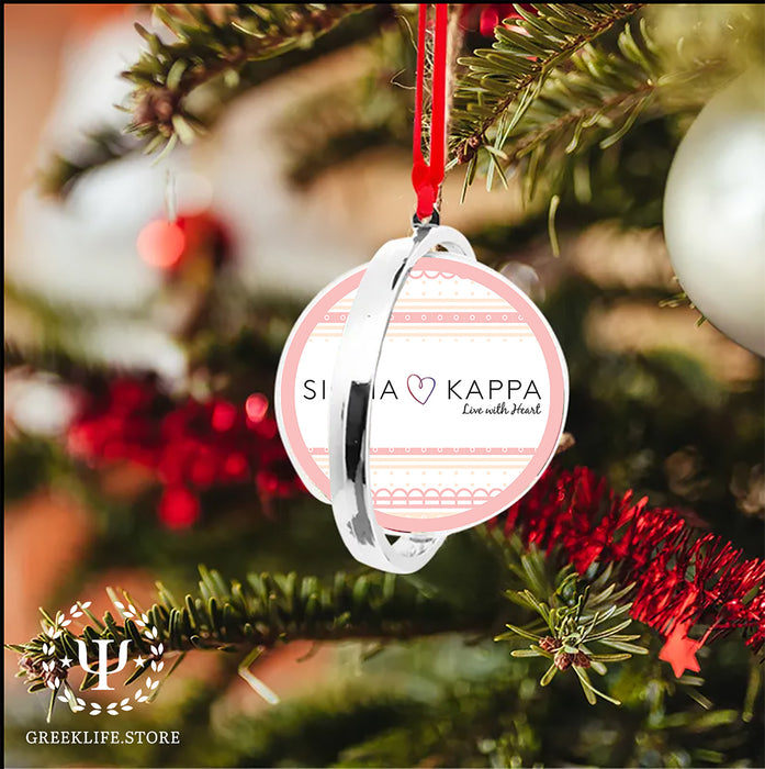 Sigma Kappa Christmas Reversible Flat Round Ornament