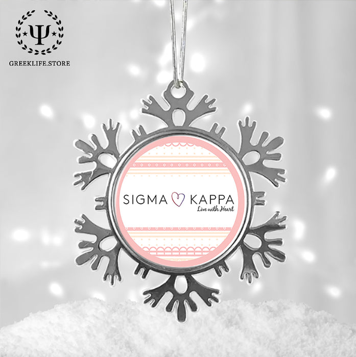 Sigma Kappa Christmas Ornament - Snowflake Metal