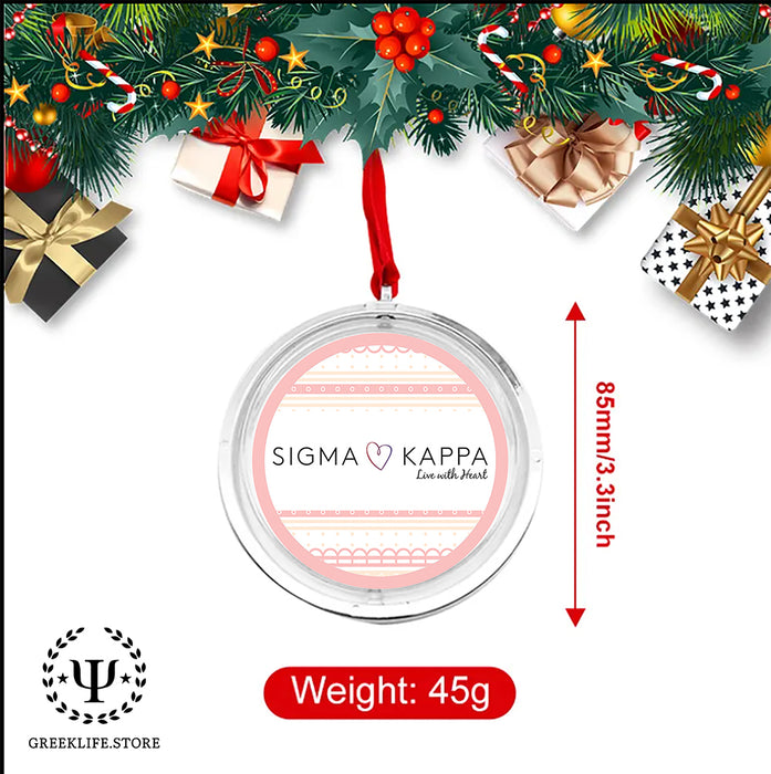 Sigma Kappa Christmas Reversible Flat Round Ornament