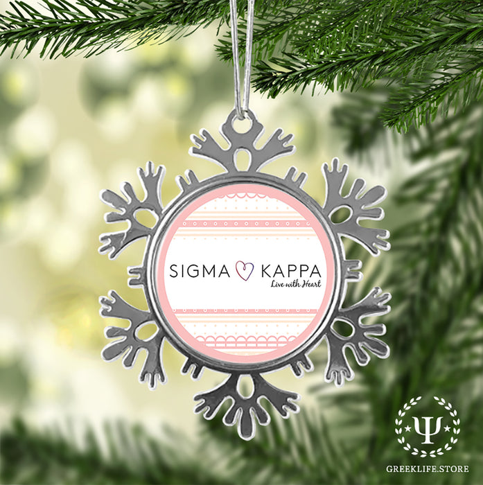 Sigma Kappa Christmas Ornament - Snowflake Metal