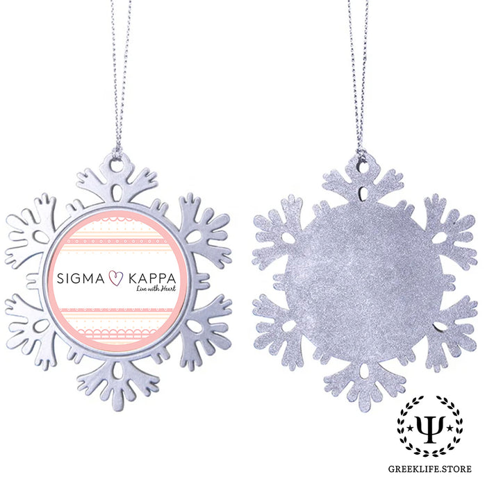 Sigma Kappa Christmas Ornament - Snowflake Metal
