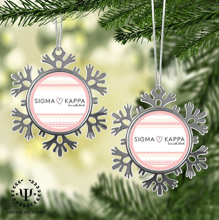 Sigma Kappa Christmas Ornament - Snowflake Metal