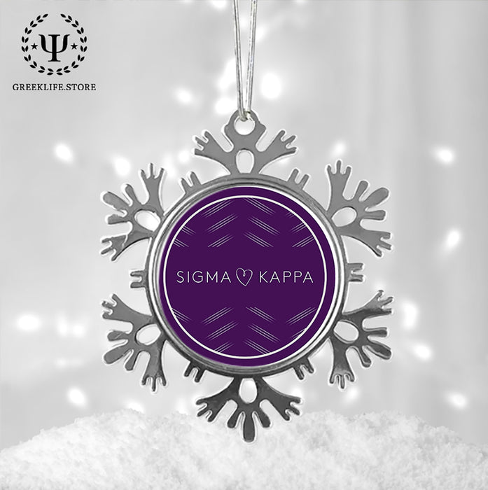 Sigma Kappa Christmas Ornament - Snowflake Metal