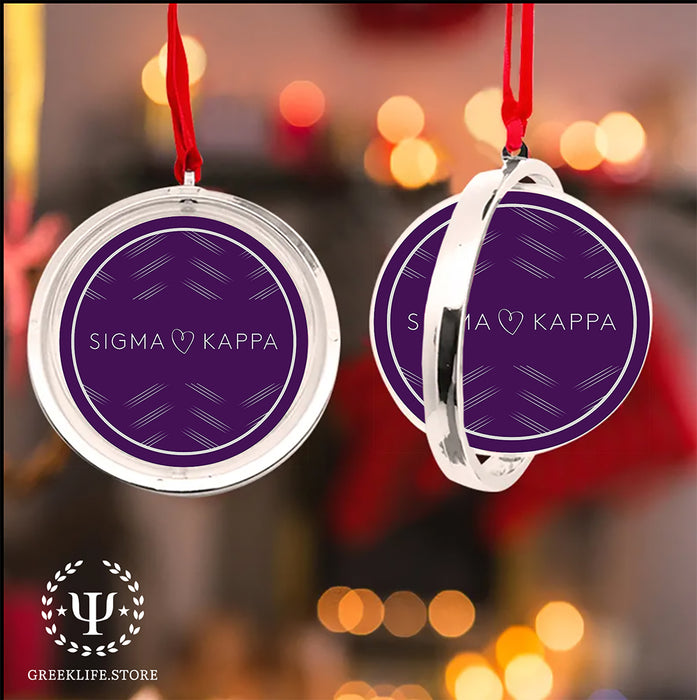 Sigma Kappa Christmas Reversible Flat Round Ornament