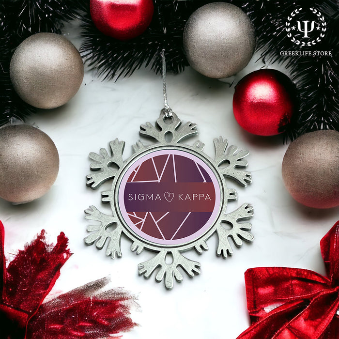 Sigma Kappa Christmas Ornament - Snowflake Metal