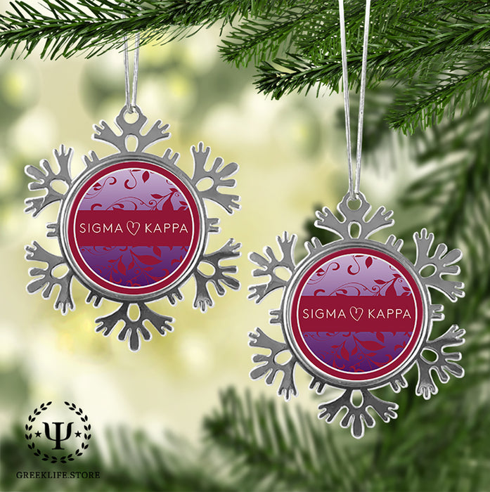 Sigma Kappa Christmas Ornament - Snowflake Metal