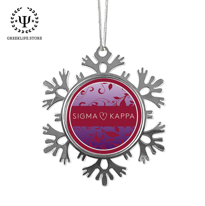 Sigma Kappa Christmas Ornament - Snowflake Metal