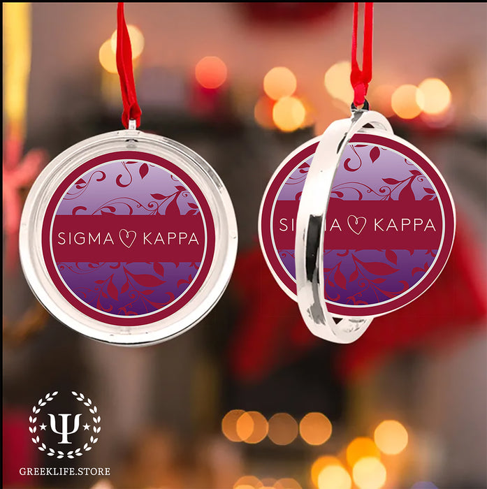 Sigma Kappa Christmas Reversible Flat Round Ornament