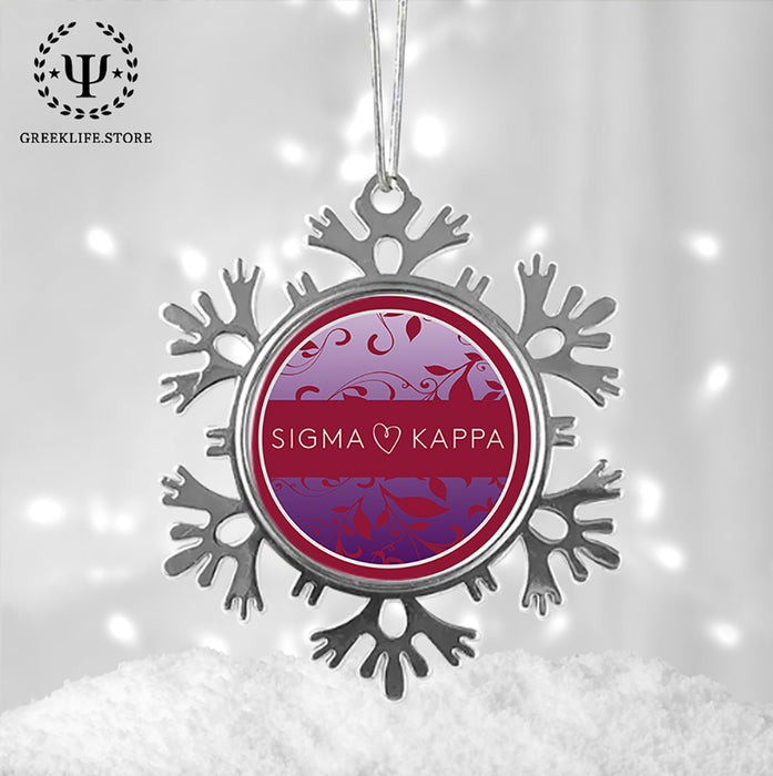 Sigma Kappa Christmas Ornament - Snowflake Metal