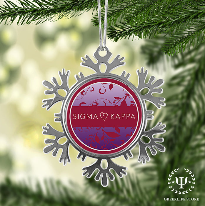 Sigma Kappa Christmas Ornament - Snowflake Metal