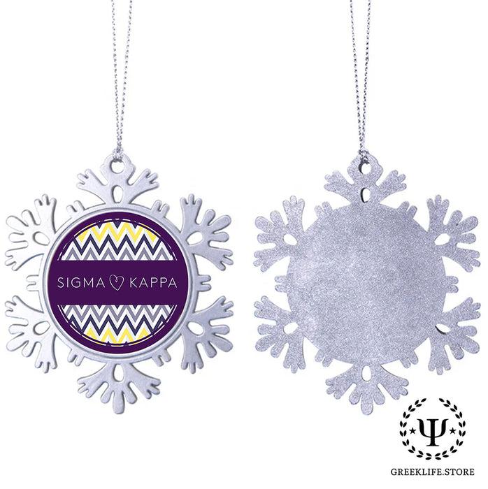 Sigma Kappa Christmas Ornament - Snowflake Metal