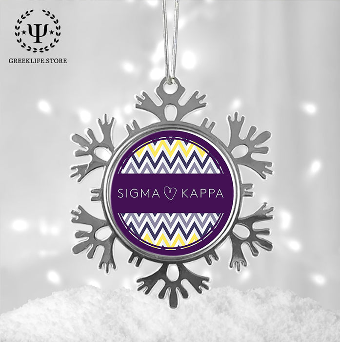 Sigma Kappa Christmas Ornament - Snowflake Metal