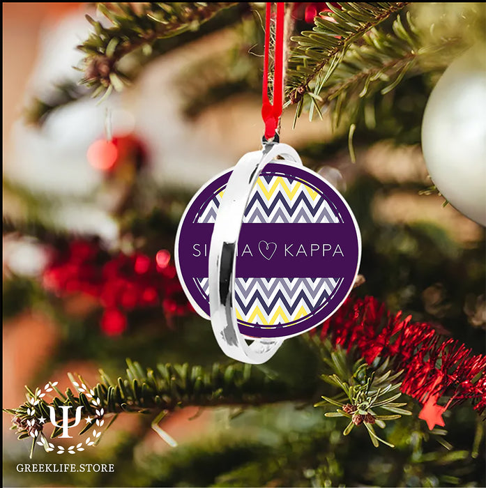 Sigma Kappa Christmas Reversible Flat Round Ornament