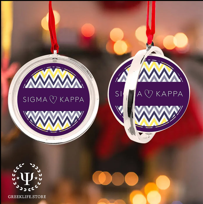Sigma Kappa Christmas Reversible Flat Round Ornament