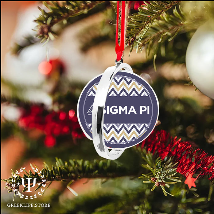 Sigma Pi Christmas Reversible Flat Round Ornament