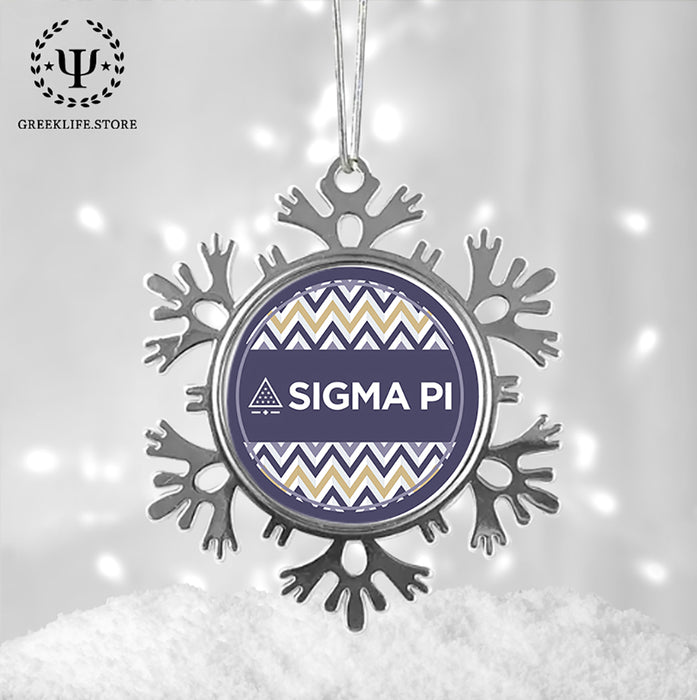 Sigma Pi Christmas Ornament - Snowflake Metal
