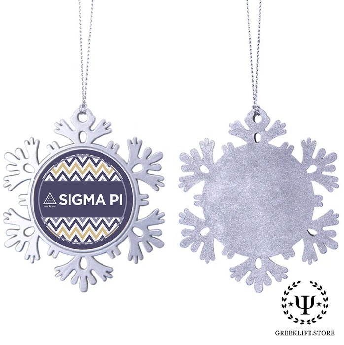 Sigma Pi Christmas Ornament - Snowflake Metal