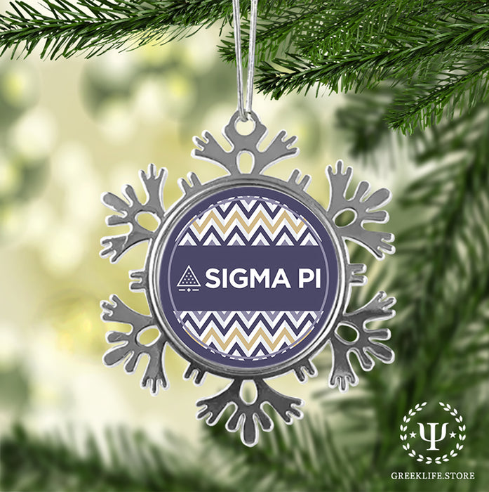 Sigma Pi Christmas Ornament - Snowflake Metal