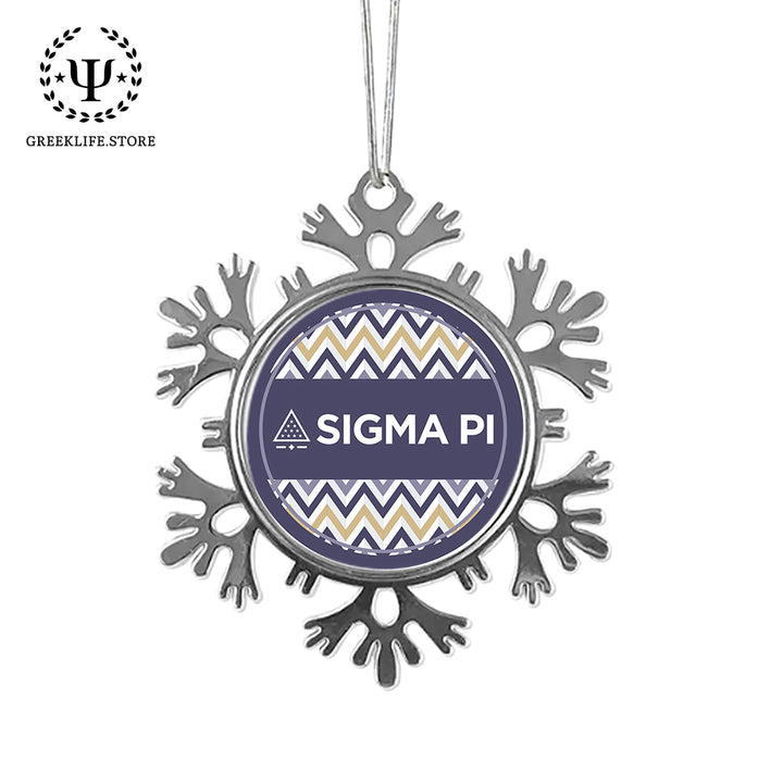 Sigma Pi Christmas Ornament - Snowflake Metal