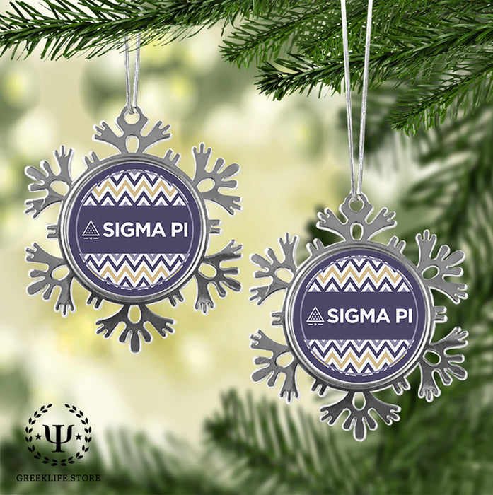 Sigma Pi Christmas Ornament - Snowflake Metal