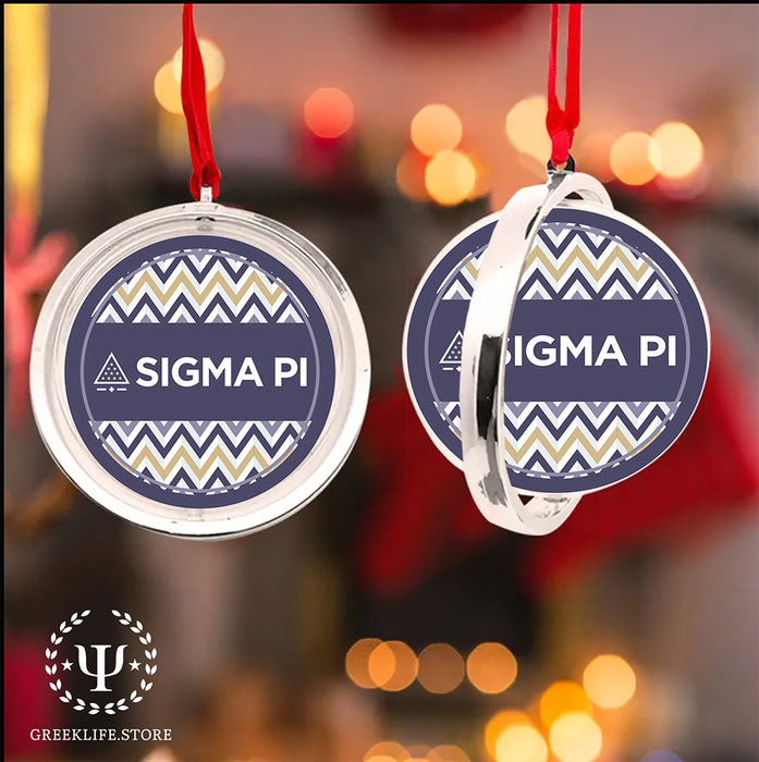 Sigma Pi Christmas Reversible Flat Round Ornament