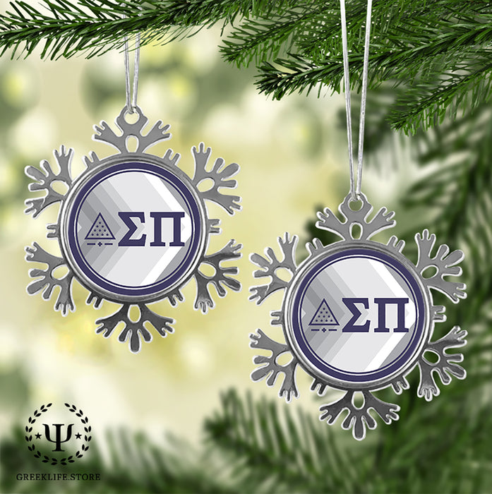 Sigma Pi Christmas Ornament - Snowflake Metal