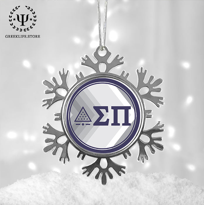 Sigma Pi Christmas Ornament - Snowflake Metal