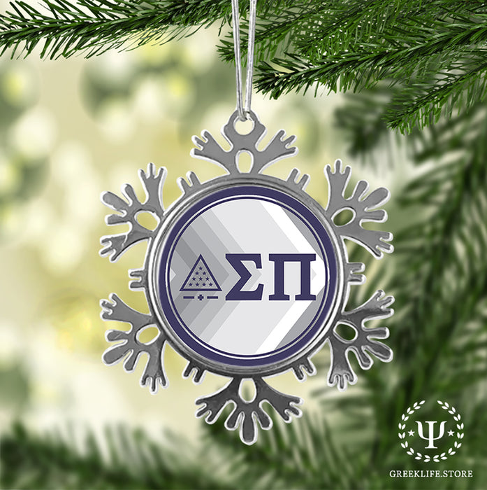 Sigma Pi Christmas Ornament - Snowflake Metal