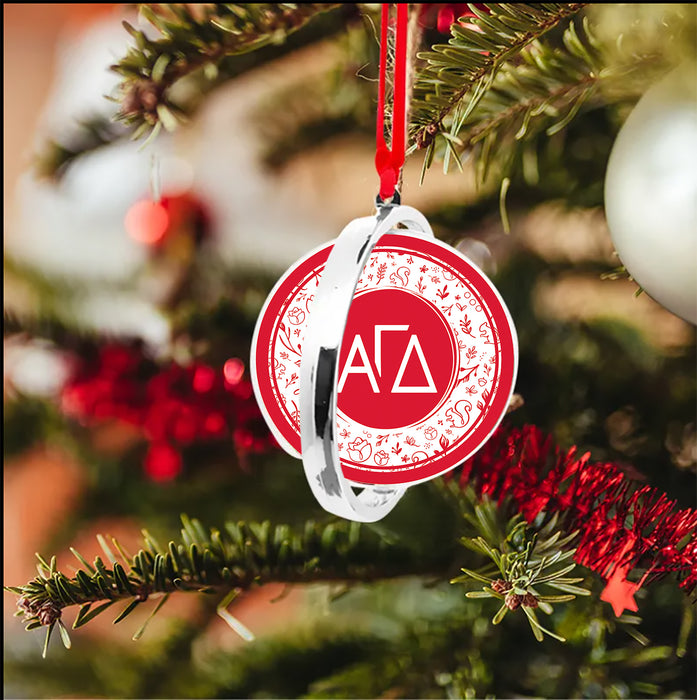 Alpha Gamma Delta Christmas Reversible Flat Round Ornament