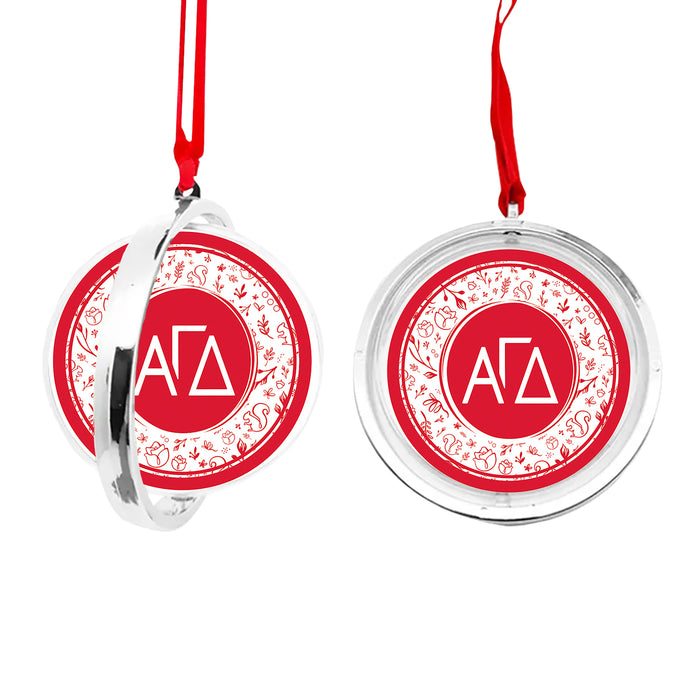 Alpha Gamma Delta Christmas Reversible Flat Round Ornament