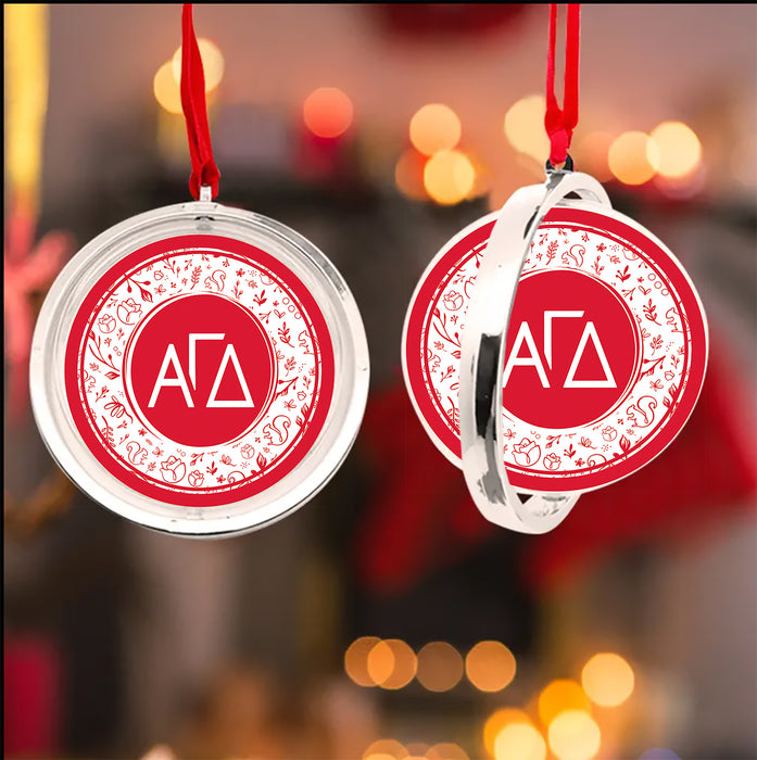 Alpha Gamma Delta Christmas Reversible Flat Round Ornament