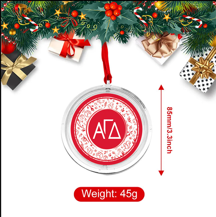 Alpha Gamma Delta Christmas Reversible Flat Round Ornament