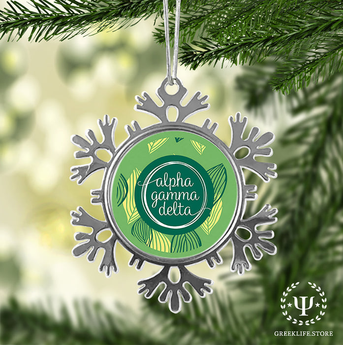 Alpha Gamma Delta Christmas Ornament - Snowflake Metal