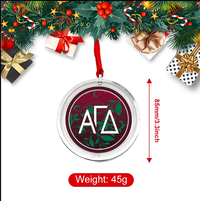 Alpha Gamma Delta Christmas Reversible Flat Round Ornament