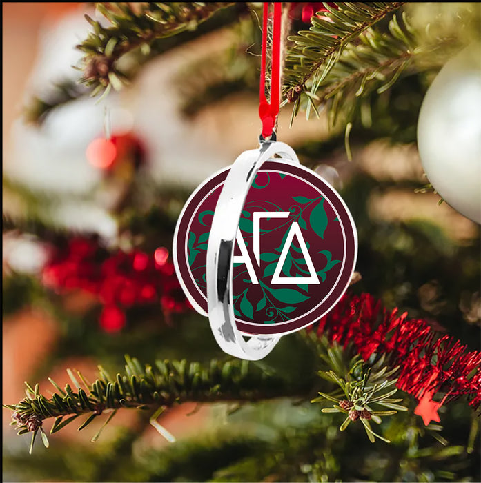 Alpha Gamma Delta Christmas Reversible Flat Round Ornament