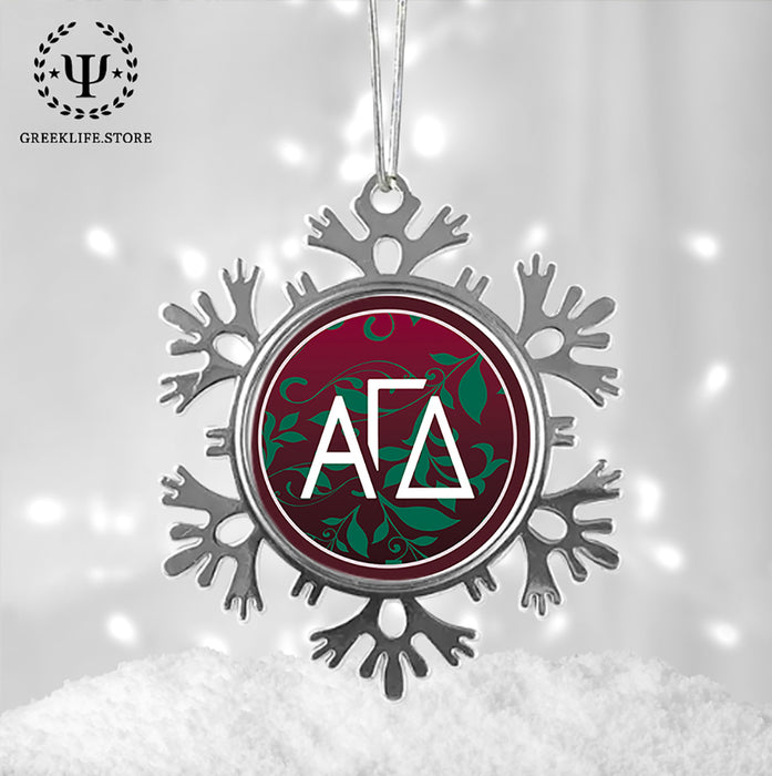 Alpha Gamma Delta Christmas Ornament - Snowflake Metal