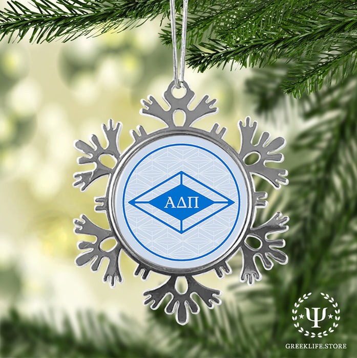 Alpha Delta Pi Christmas Ornament - Snowflake Metal