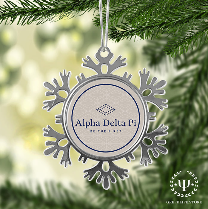 Alpha Delta Pi Christmas Ornament - Snowflake Metal