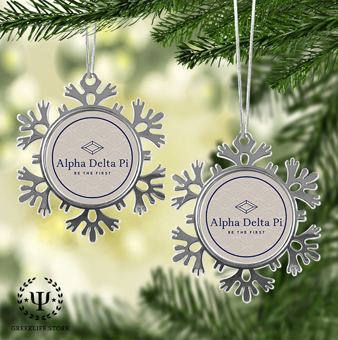 Alpha Delta Pi Christmas Ornament - Snowflake Metal