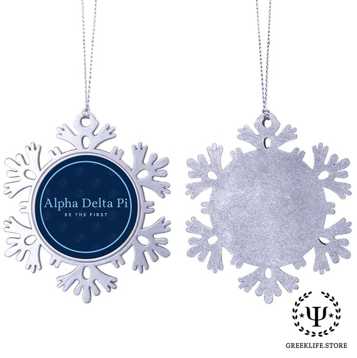 Alpha Delta Pi Christmas Ornament - Snowflake Metal