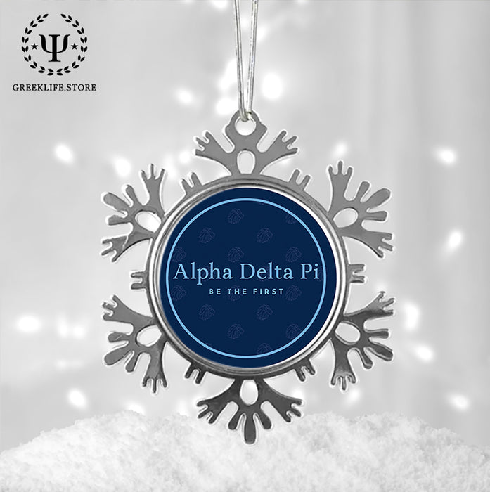 Alpha Delta Pi Christmas Ornament - Snowflake Metal