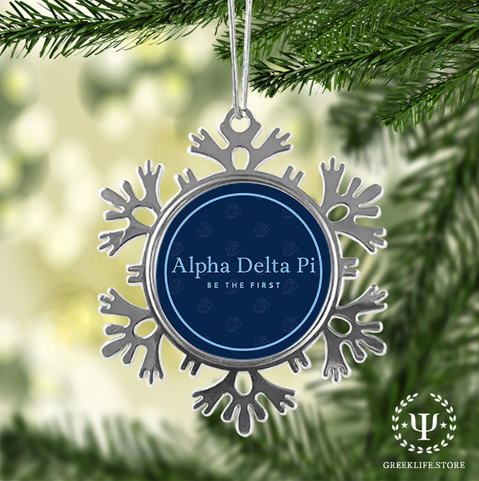 Alpha Delta Pi Christmas Ornament - Snowflake Metal